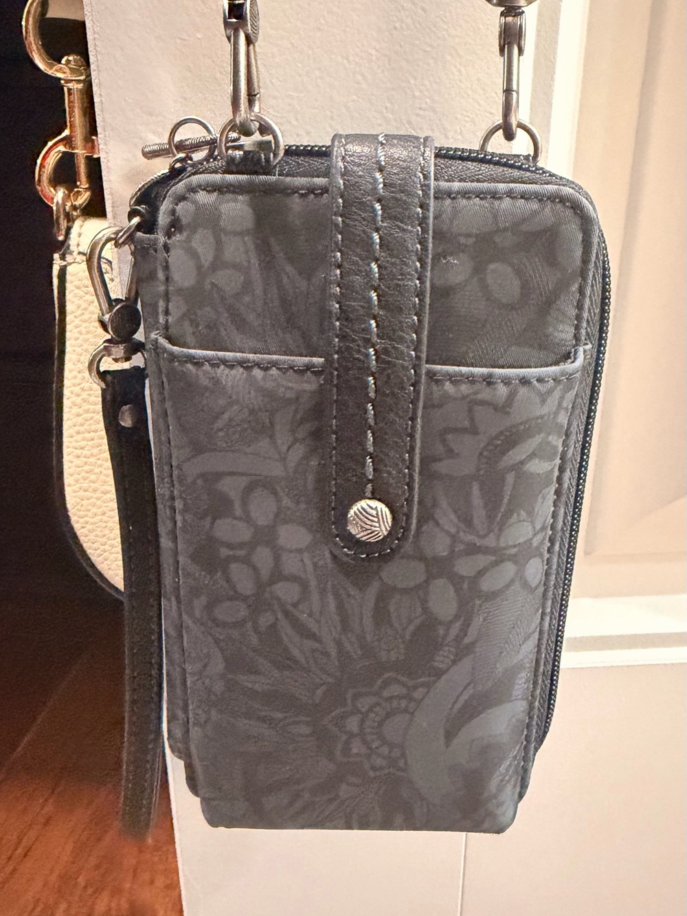 Sakroots Gray Floral Crossbody Phone Pouch